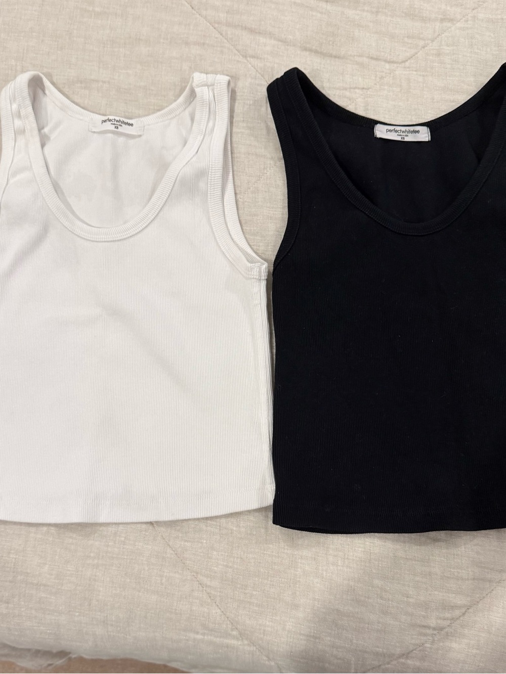 perfectwhitetee Blondie Structured Rib Bra Friendly Tank XS (Black)